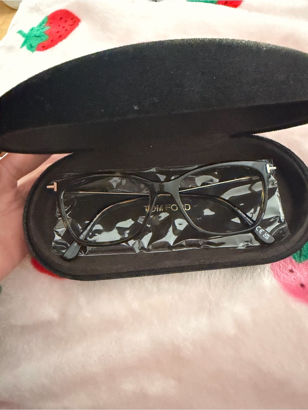 Tom Ford Women's Black Cat-Eye Glasses with Gold Accents